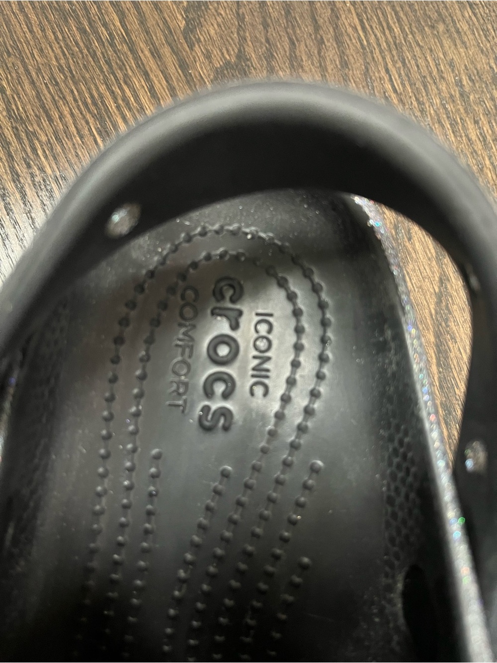 CROCS Silver Glitter Classic Clog Sandals - Picture 4 of 4
